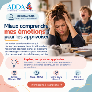 Atelier émotions parents, 23 janvier 2027, 9h00–12h00, Chêne-Bourg